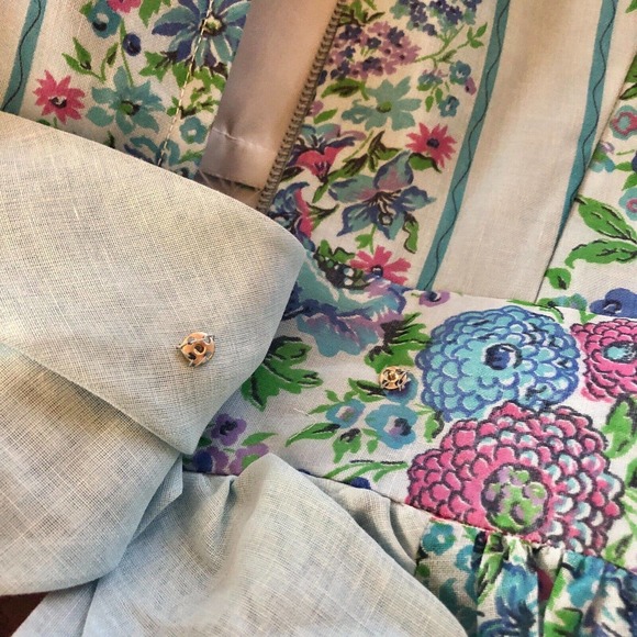 Vintage 60s Cari Lyn Prairie Dress Blue Floral Garden Cottagecore Maxi - Picture 7 of 16